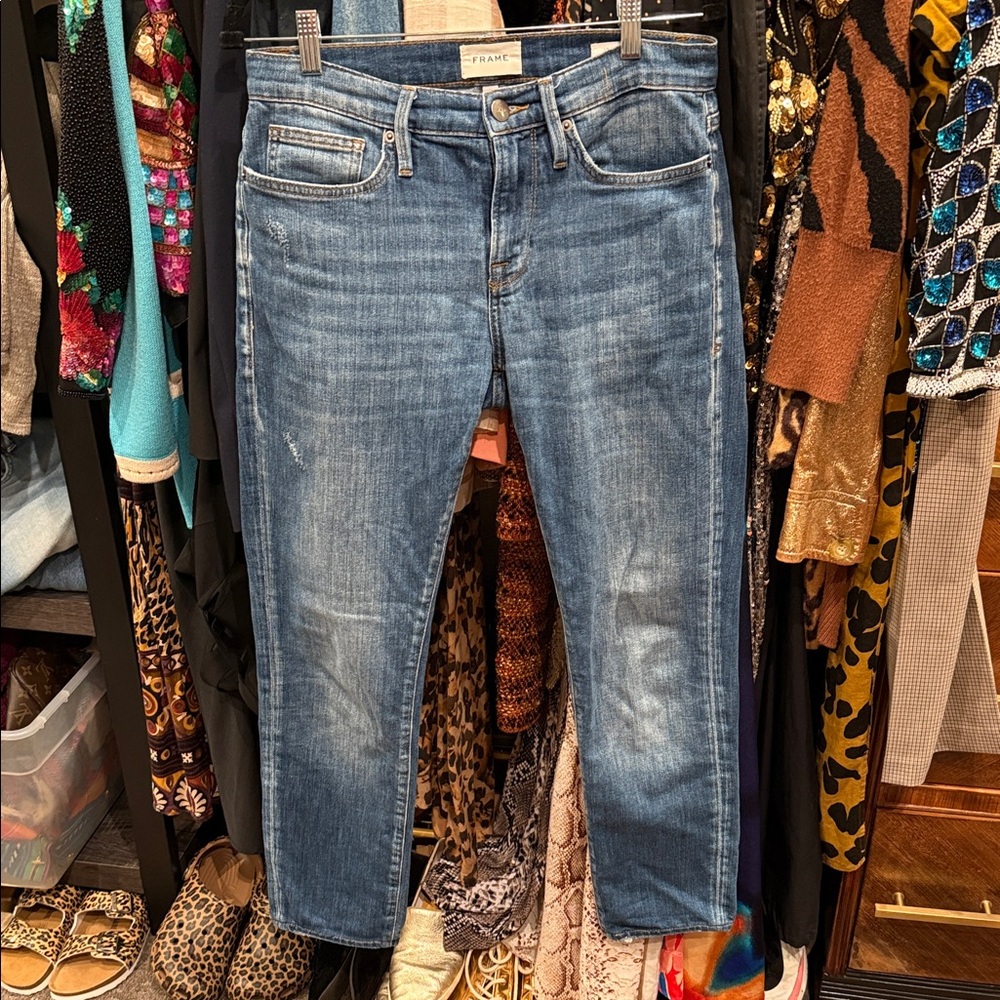 FRAME L’ Homme Slim Crop Mens Blue Denim Jeans